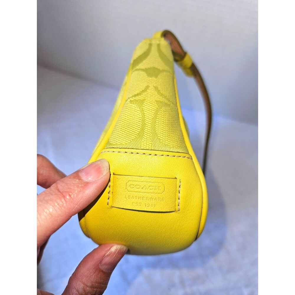 Coach Yellow Lime Demi Leather Bottom Y2K Purse Shoulder Bag #6094 - Picture 3 of 9